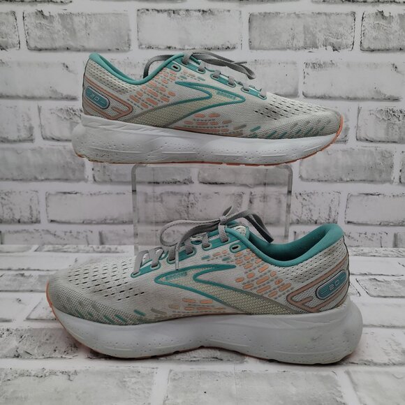 Brooks Glycerin 20 Running Sneakers WIDE Women's Size 10 Gray Teal Coral - READ - Picture 3 of 8